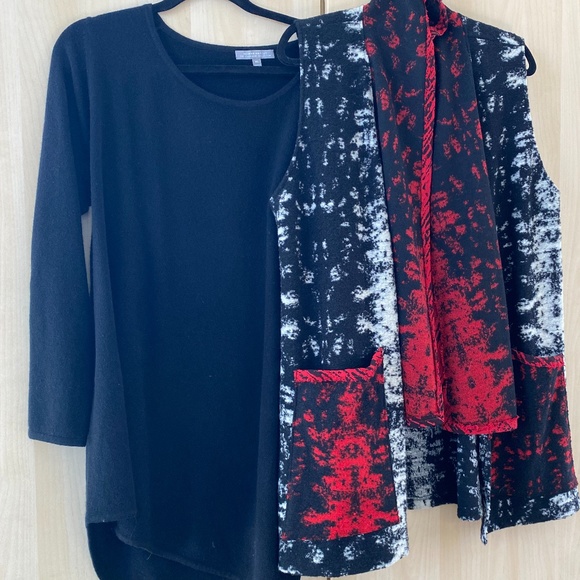 ART OF CLOTH wool vest over blk Cashmere sweater - Picture 1 of 6